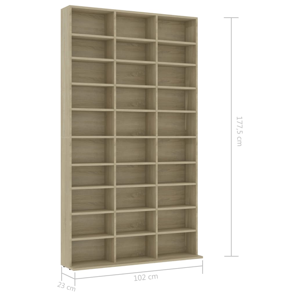 CD-Schrank Sonoma-Eiche 102x16x177,5 cm Holzwerkstoff Stilecasa