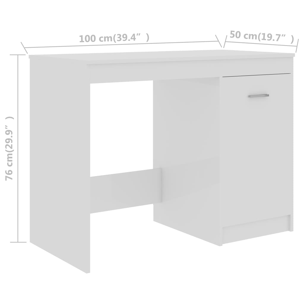 Schreibtisch Hochglanz-Weiß 100x50x76 cm Holzwerkstoff Stilecasa