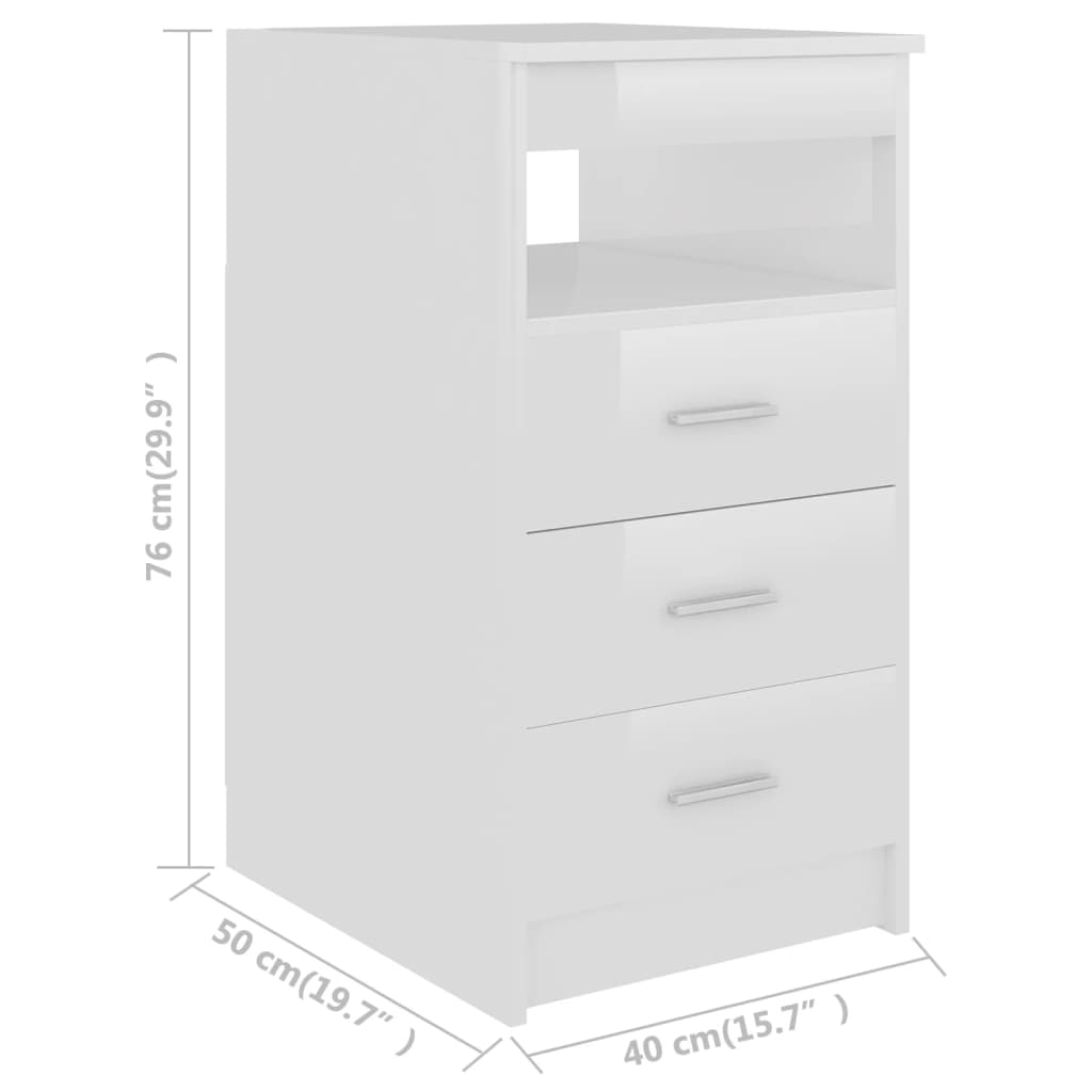 Sideboard Schubladen Hochglanz-Weiß 40x50x76 cm Holzwerkstoff Stilecasa