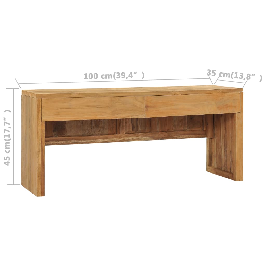 vidaXL TV-Schrank 100x35x45 cm Teak Massivholz