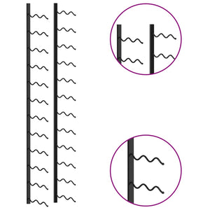 vidaXL Wand-Weinregal für 24 Flaschen Schwarz Eisen