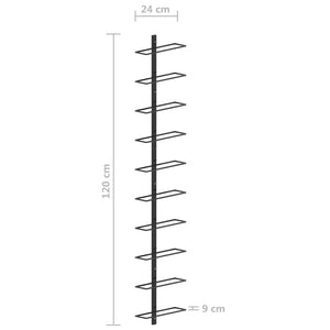 vidaXL Wand-Weinregal für 10 Flaschen Schwarz Metall