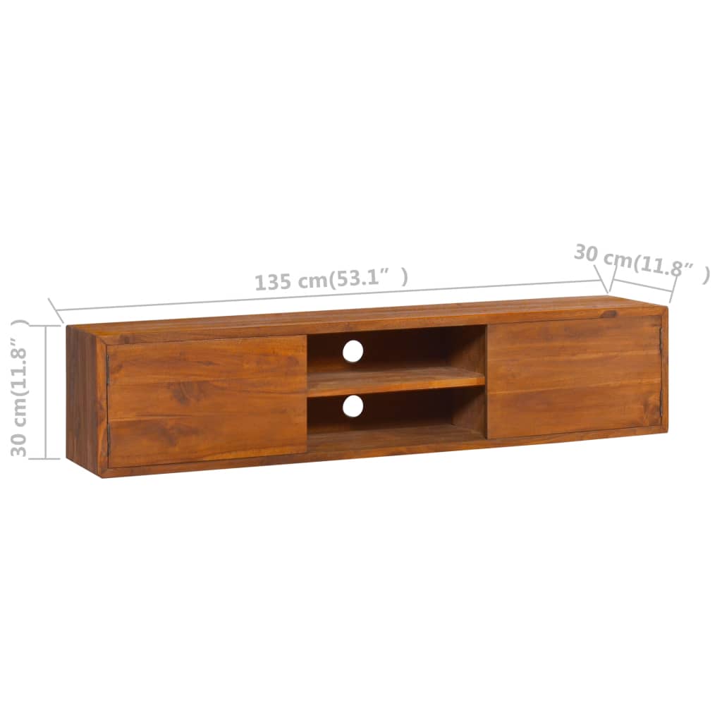 vidaXL Wand-TV-Schrank 135x30x30 cm Teak Massivholz