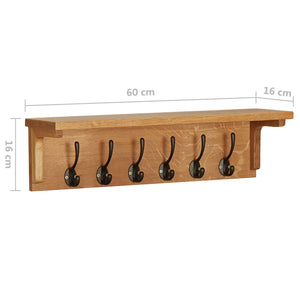 vidaXL Wandgarderobe 60x16x16 cm Massivholz Eiche