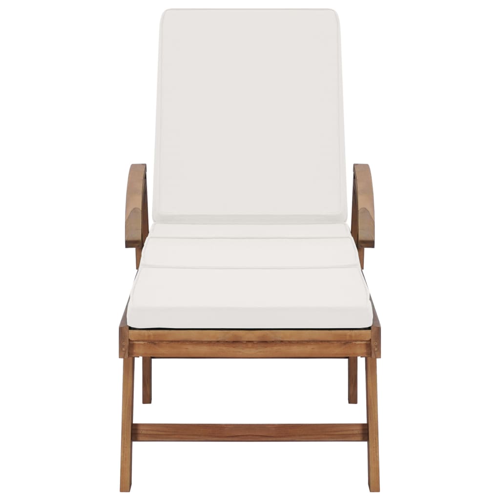 Sonnenliegen mit Auflagen 2 Stk. Massivholz Teak Creme