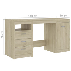 Schreibtisch Sonoma-Eiche 140x50x76 cm Holzwerkstoff Stilecasa