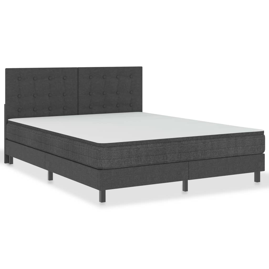 vidaXL Boxspringbett Dunkelgrau Stoff 180x200 cm