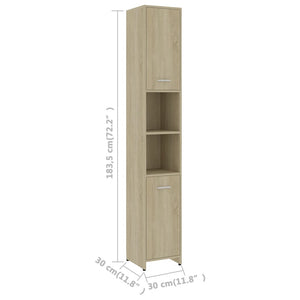 Badezimmerschrank Sonoma-Eiche 30x30x183,5 cm Holzwerkstoff Stilecasa