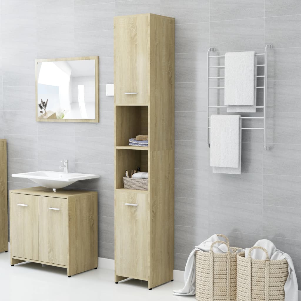 Badezimmerschrank Sonoma-Eiche 30x30x183,5 cm Holzwerkstoff Stilecasa