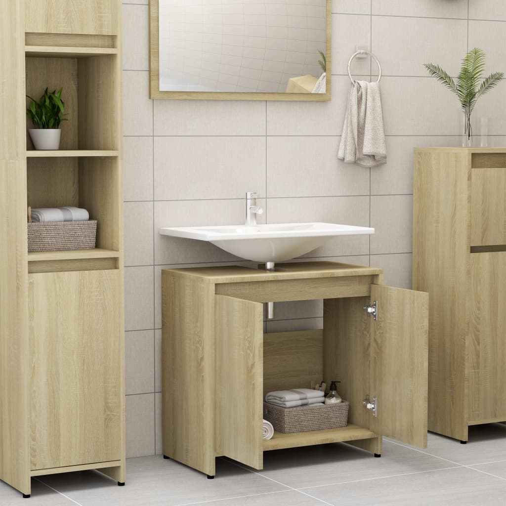 Badezimmerschrank Sonoma-Eiche 60x33x61 cm Holzwerkstoff Stilecasa