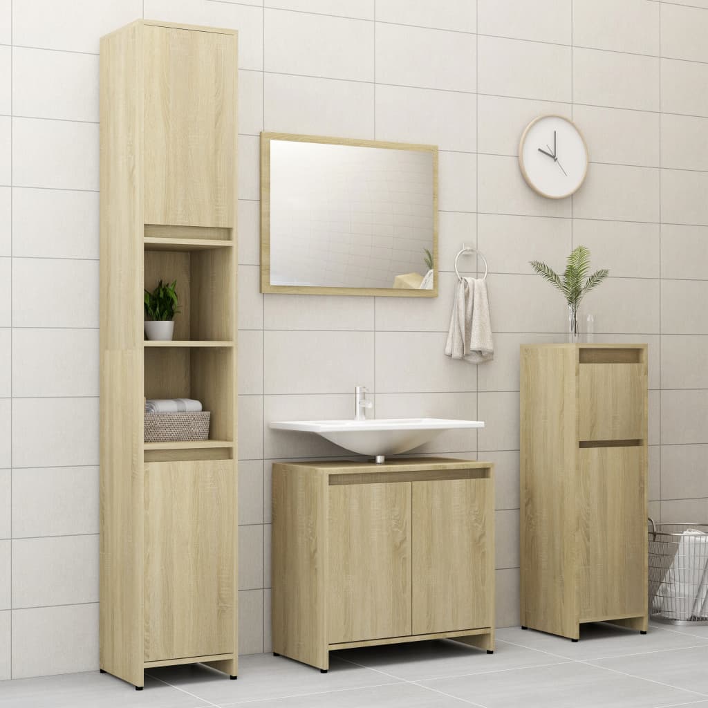 Badezimmerschrank Sonoma-Eiche 60x33x61 cm Holzwerkstoff Stilecasa