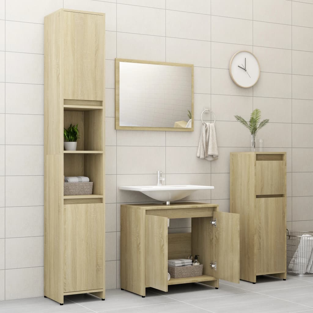 Badezimmerschrank Sonoma-Eiche 60x33x61 cm Holzwerkstoff Stilecasa