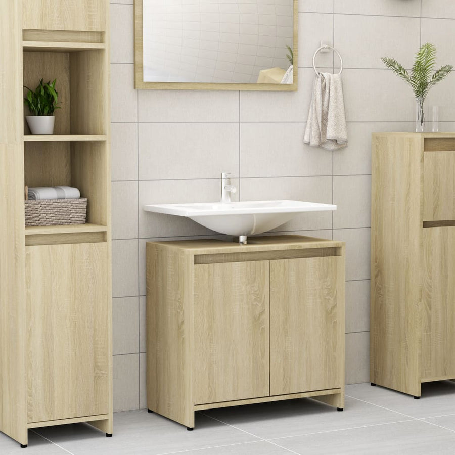 Badezimmerschrank Sonoma-Eiche 60x33x61 cm Holzwerkstoff Stilecasa