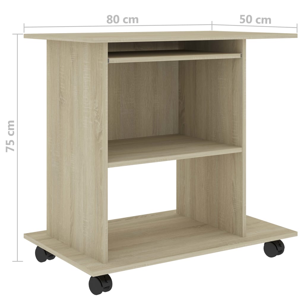 vidaXL Schreibtisch Sonoma-Eiche 80x50x75 cm Holzwerkstoff