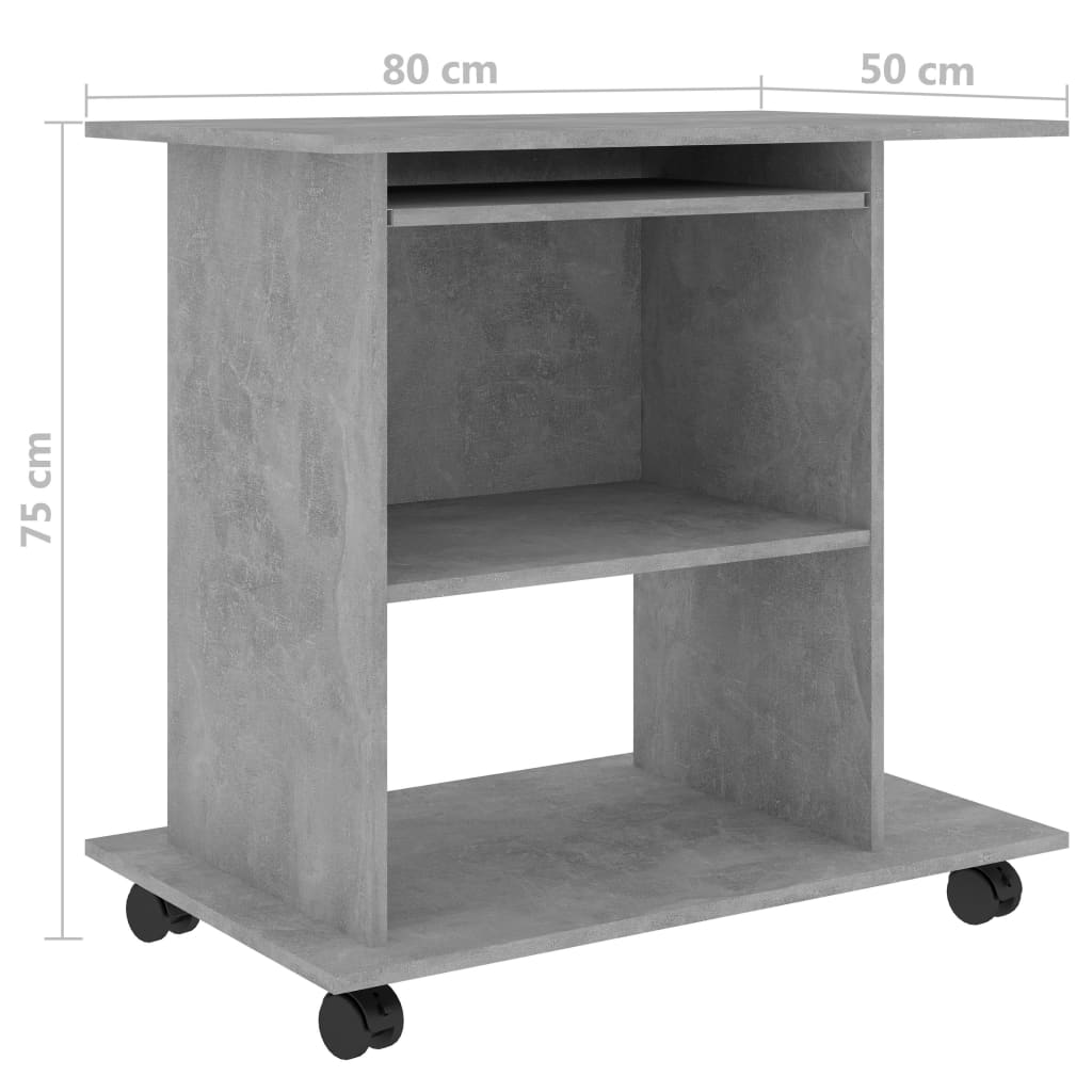 vidaXL Schreibtisch Betongrau 80x50x75 cm Holzwerkstoff