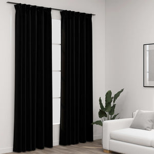 vidaXL Verdunkelungsvorhänge Haken Leinenoptik 2Stk. Schwarz 140x245cm