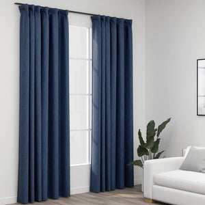 Verdunkelungsvorhänge Haken Leinenoptik 2 Stk. Blau 140x225cm Stilecasa