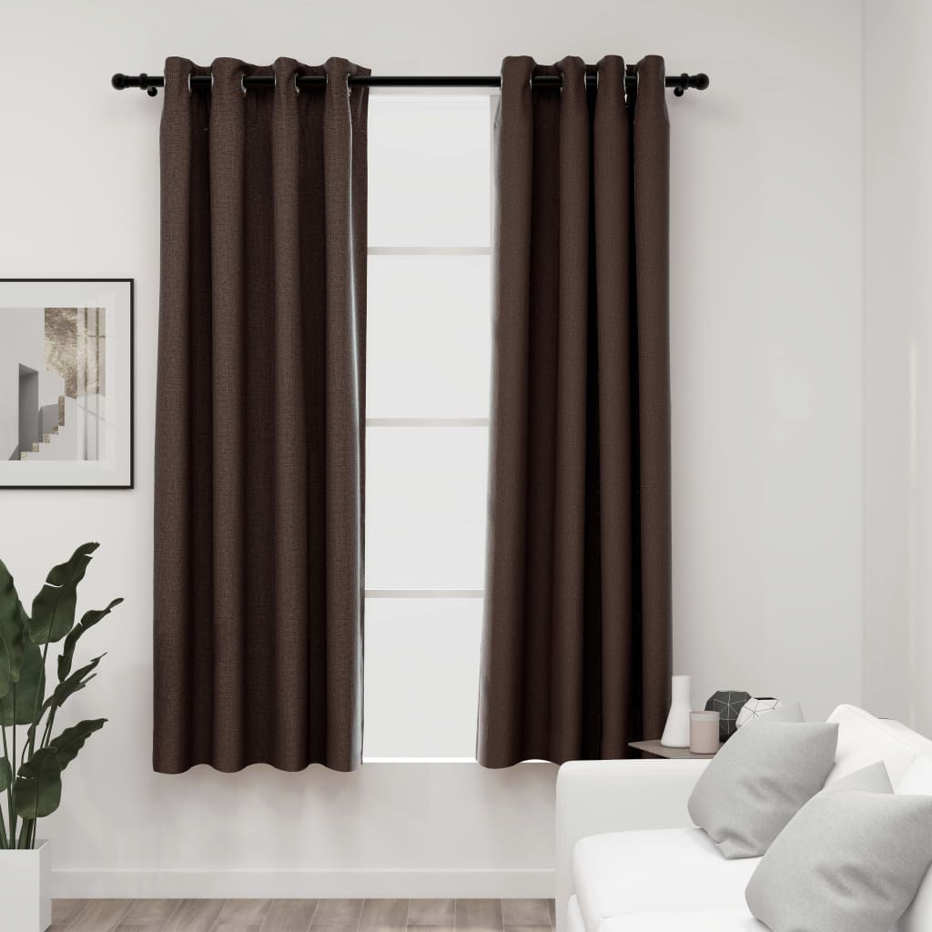 vidaXL Verdunkelungsvorhänge Ösen Leinenoptik 2 Stk. Taupe 140x175cm