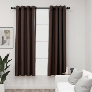 vidaXL Verdunkelungsvorhänge Ösen Leinenoptik 2 Stk. Taupe 140x175cm