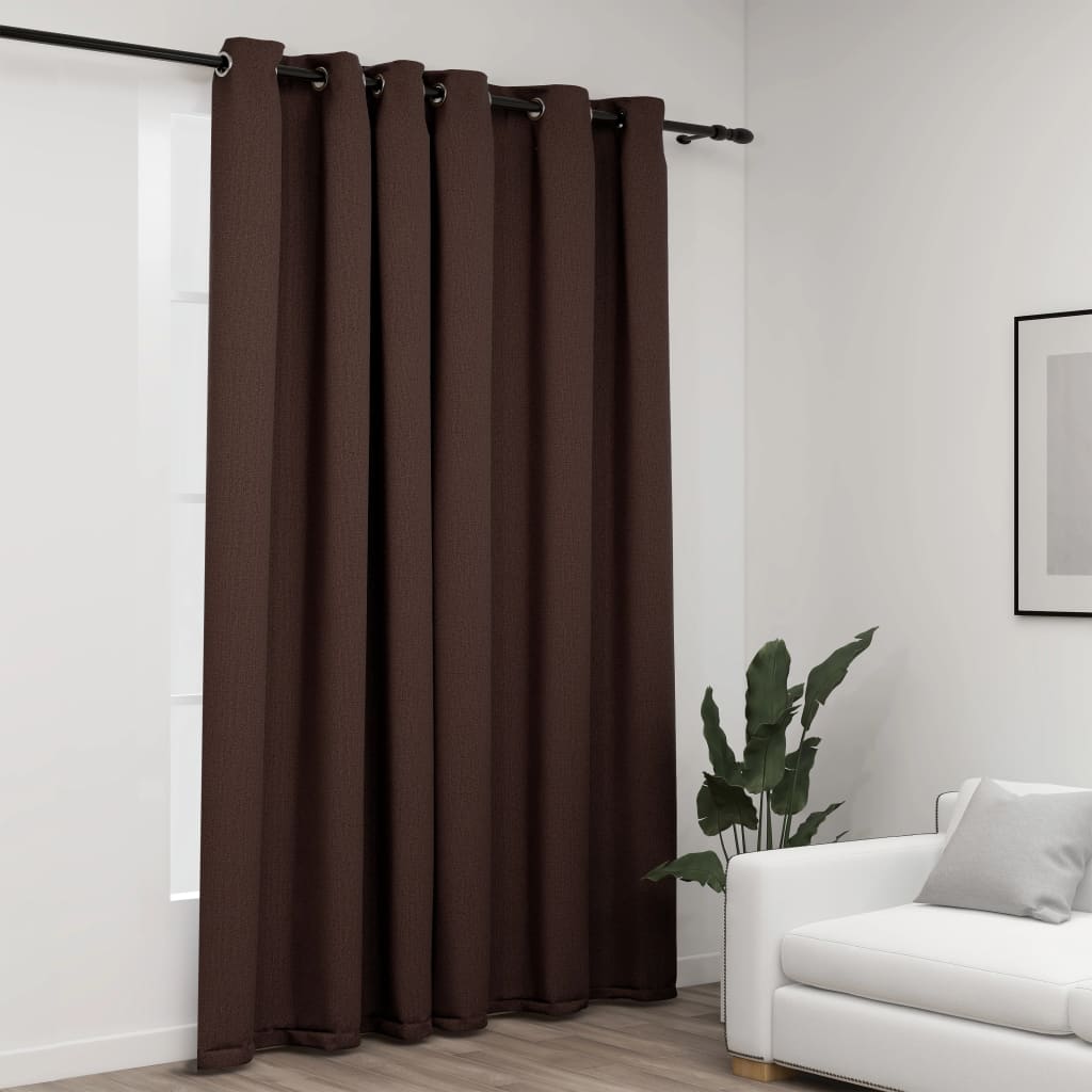 vidaXL Verdunkelungsvorhang mit Ösen Leinenoptik Taupe 290x245 cm