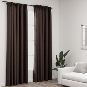 Verdunkelungsvorhänge Haken Leinenoptik 2 Stk. Taupe 140x225 cm Stilecasa