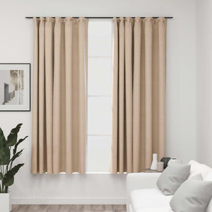 vidaXL Verdunkelungsvorhänge 2 Stk. Haken Leinenoptik Beige 140x175 cm