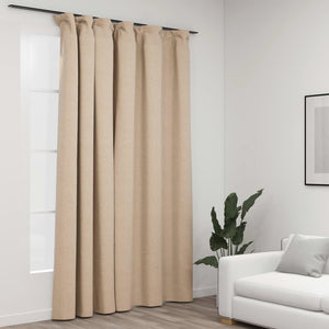 Verdunkelungsvorhang mit Haken Leinenoptik Beige 290x245 cm Stilecasa