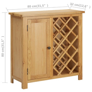 vidaXL Weinschrank für 11 Flaschen 80 x 32 x 80 cm  Eiche Massivholz