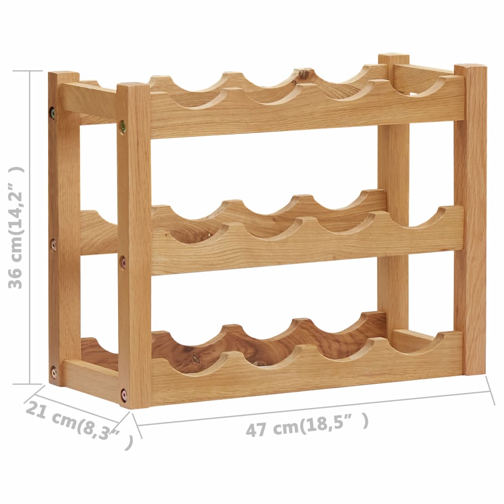 vidaXL Weinregal für 12 Flaschen 47 x 21 x 36 cm Eiche Massivholz