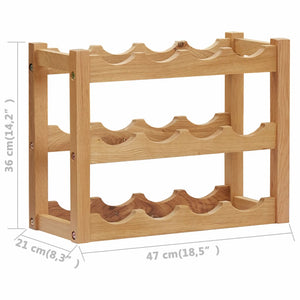 vidaXL Weinregal für 12 Flaschen 47 x 21 x 36 cm Eiche Massivholz