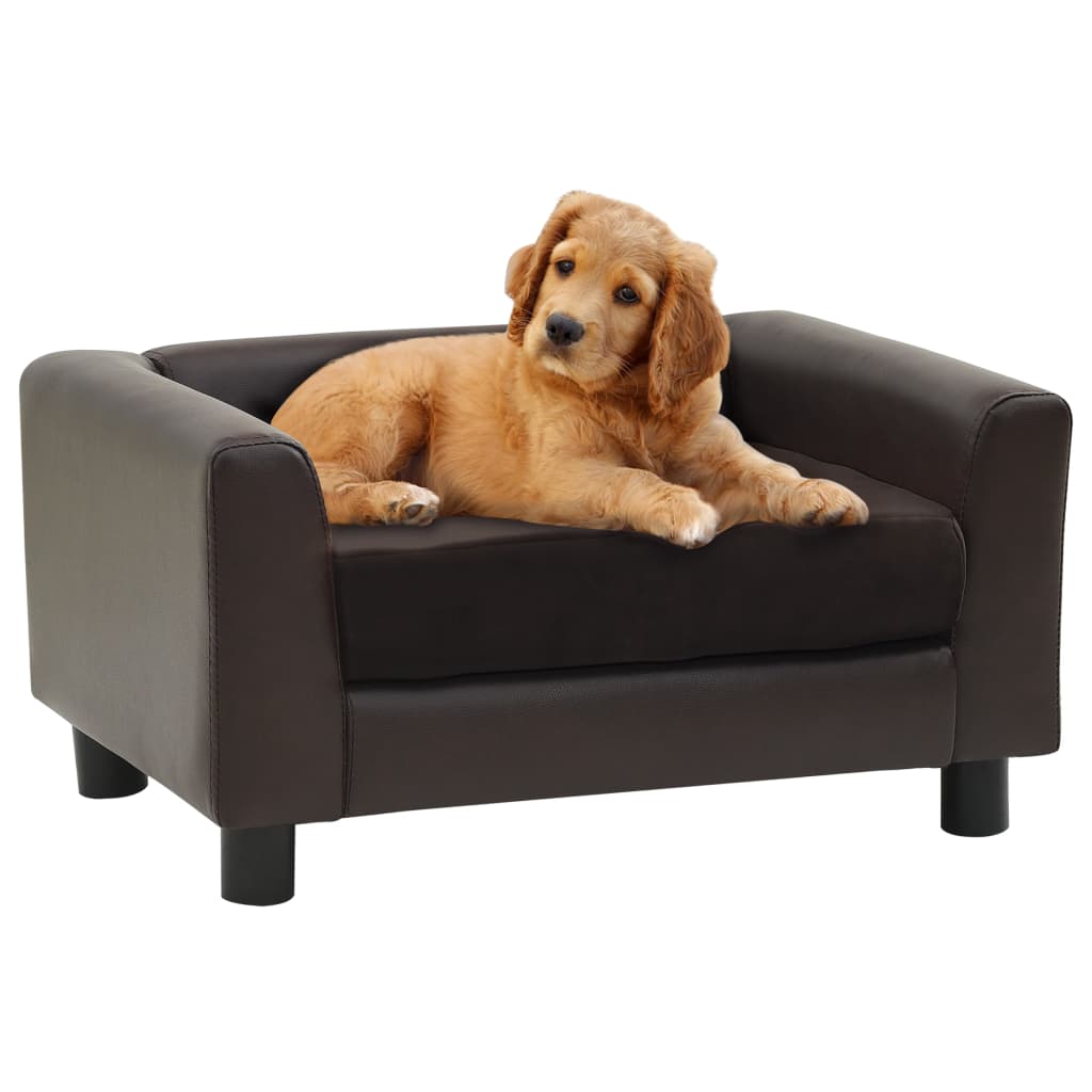 Hundesofa Braun 60x43x30 cm Plüsch und Kunstleder