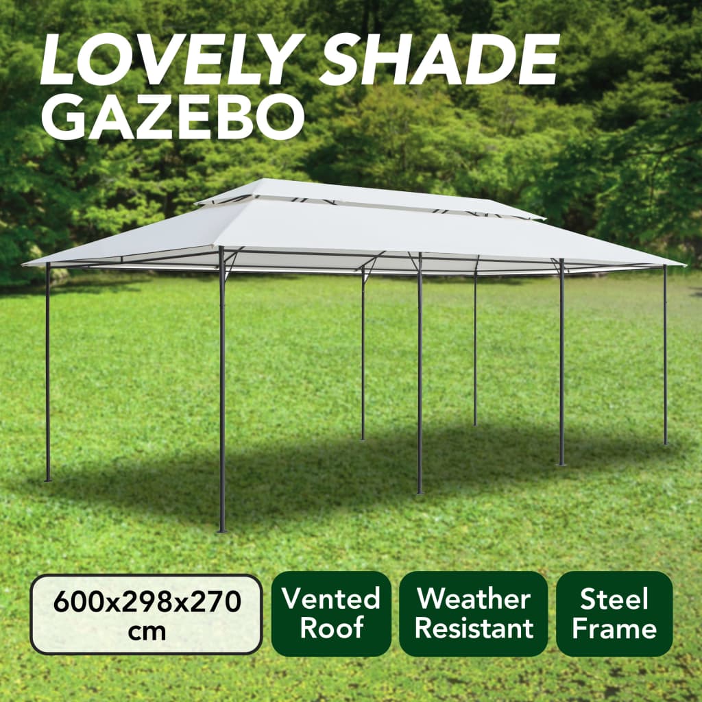 Pavillon 600x298x270 cm Weiß 180g/m² Stilecasa