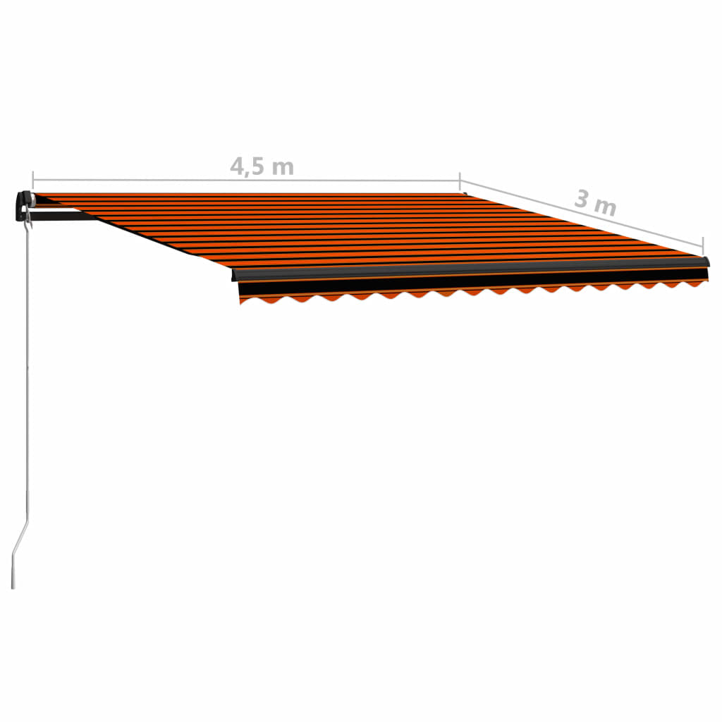 Einziehbare Markise Handbetrieben 450 x 300 cm Orange und Braun VIDAXL