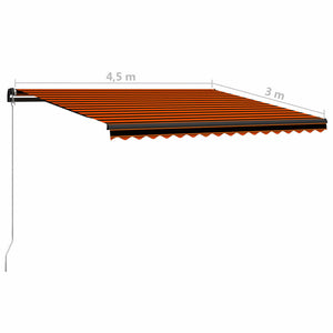 Einziehbare Markise Handbetrieben 450 x 300 cm Orange und Braun VIDAXL