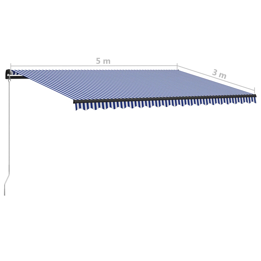 vidaXL Einziehbare Markise Handbetrieben 500×300 cm Blau und Weiß