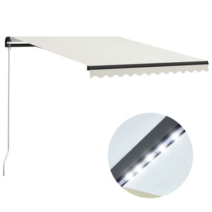 vidaXL Markise Manuell Einziehbar mit LED 300x250 cm Creme