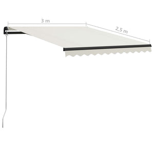 vidaXL Markise Manuell Einziehbar mit LED 300x250 cm Creme