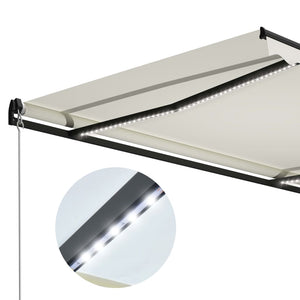 vidaXL Markise Manuell Einziehbar mit LED 300x250 cm Creme