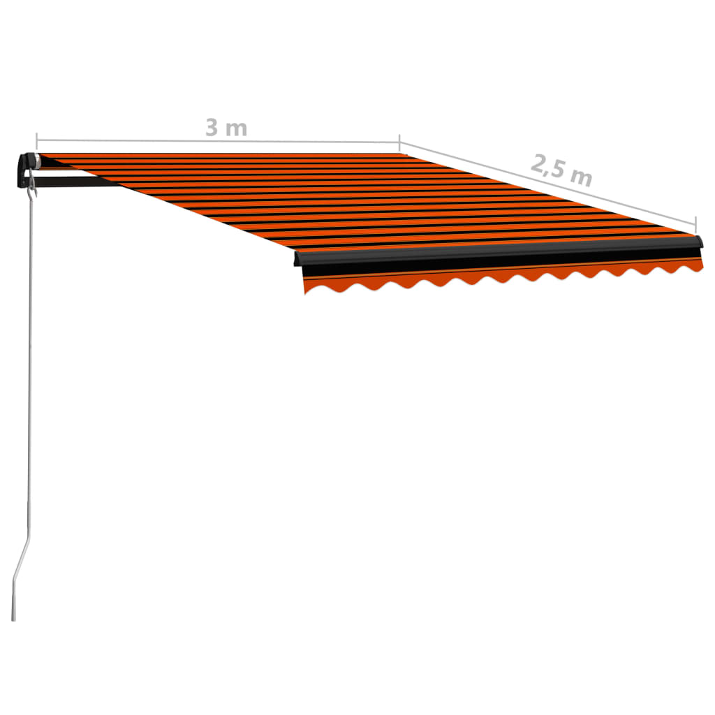 vidaXL Markise Manuell Einziehbar mit LED 300x250 cm Orange & Braun