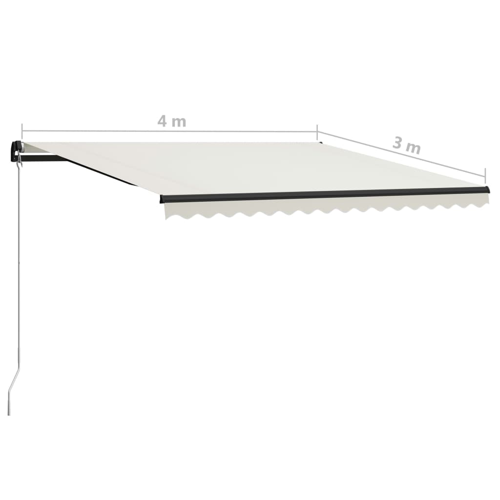 vidaXL Markise Manuell Einziehbar mit LED 400x300 cm Creme