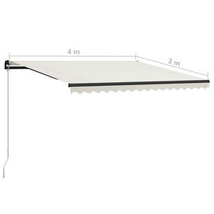 vidaXL Markise Manuell Einziehbar mit LED 400x300 cm Creme