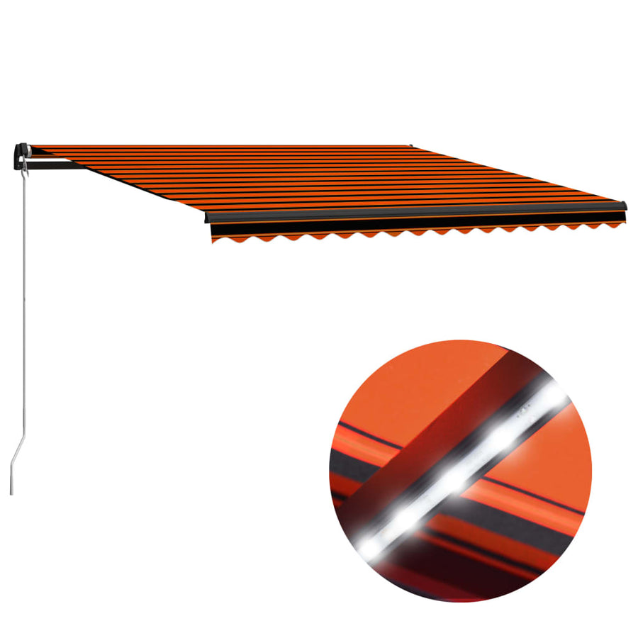 Markise Manuell Einziehbar mit LED 450x300 cm Orange & Braun Stilecasa