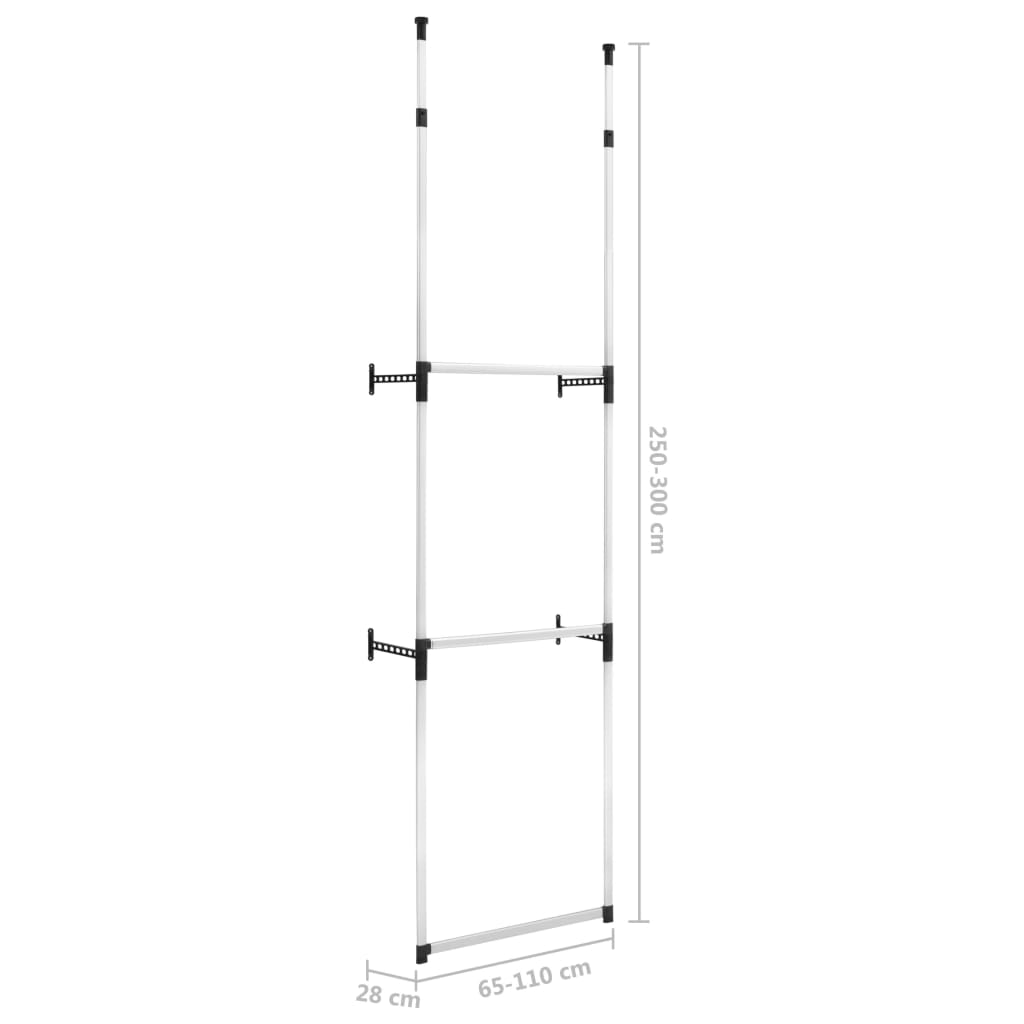 Teleskop-Garderobe mit Stangen Aluminium Stilecasa