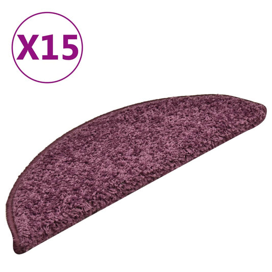 vidaXL Treppenmatten 15 Stk. Dunkelviolett 56x17x3 cm