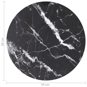 vidaXL Tischplatte Schwarz Ø50x0,8 cm Hartglas in Marmoroptik