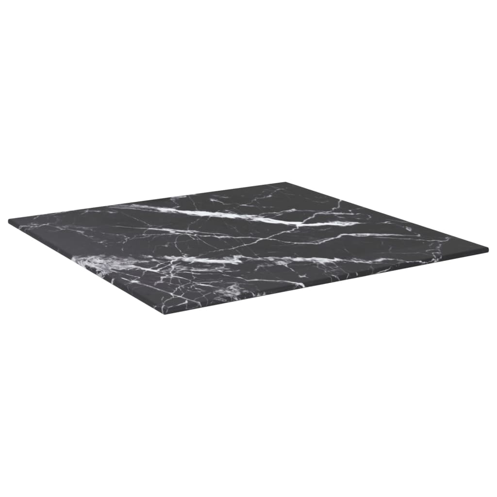 vidaXL Tischplatte Schwarz 50x50 cm 6 mm Hartglas in Marmoroptik