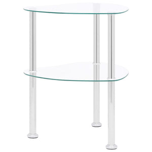 vidaXL Beistelltisch mit 2 Ablagen Transparent 38x38x50 cm Hartglas