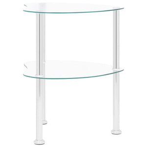 vidaXL Beistelltisch mit 2 Ablagen Transparent 38x38x50 cm Hartglas