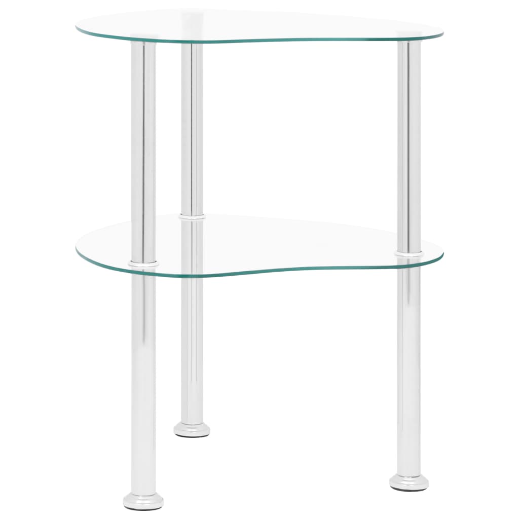 vidaXL Beistelltisch mit 2 Ablagen Transparent 38x38x50 cm Hartglas