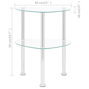 vidaXL Beistelltisch mit 2 Ablagen Transparent 38x38x50 cm Hartglas